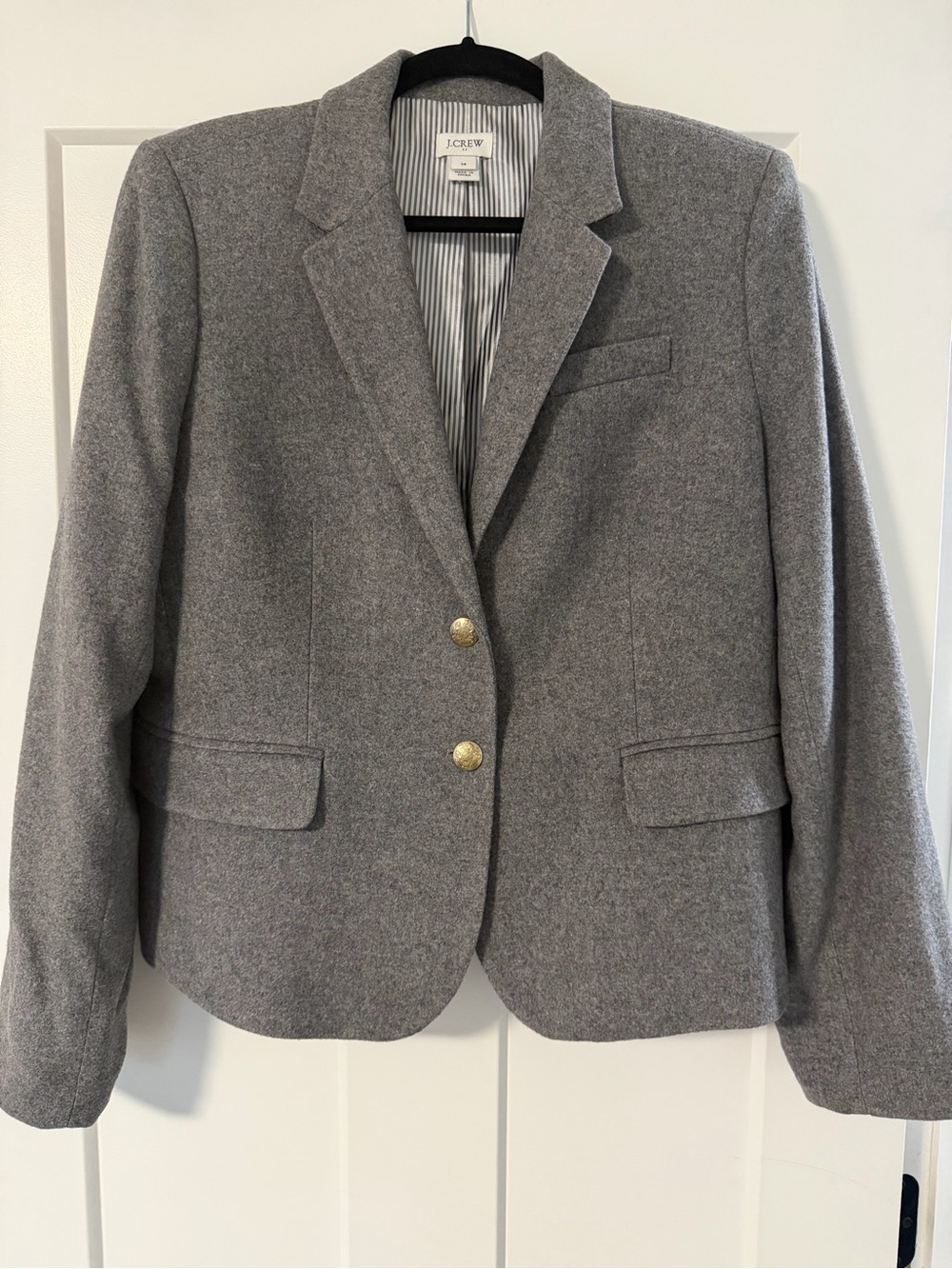 J. Crew Women's Gray Two-Button Wool-Blend Blazer